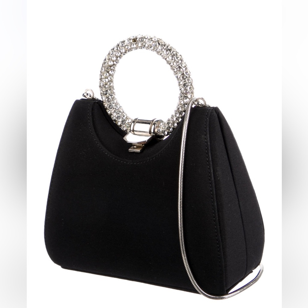 Stuart Weitzman Black Mini Evening Bag with Silver Accents - Picture 3 of 9